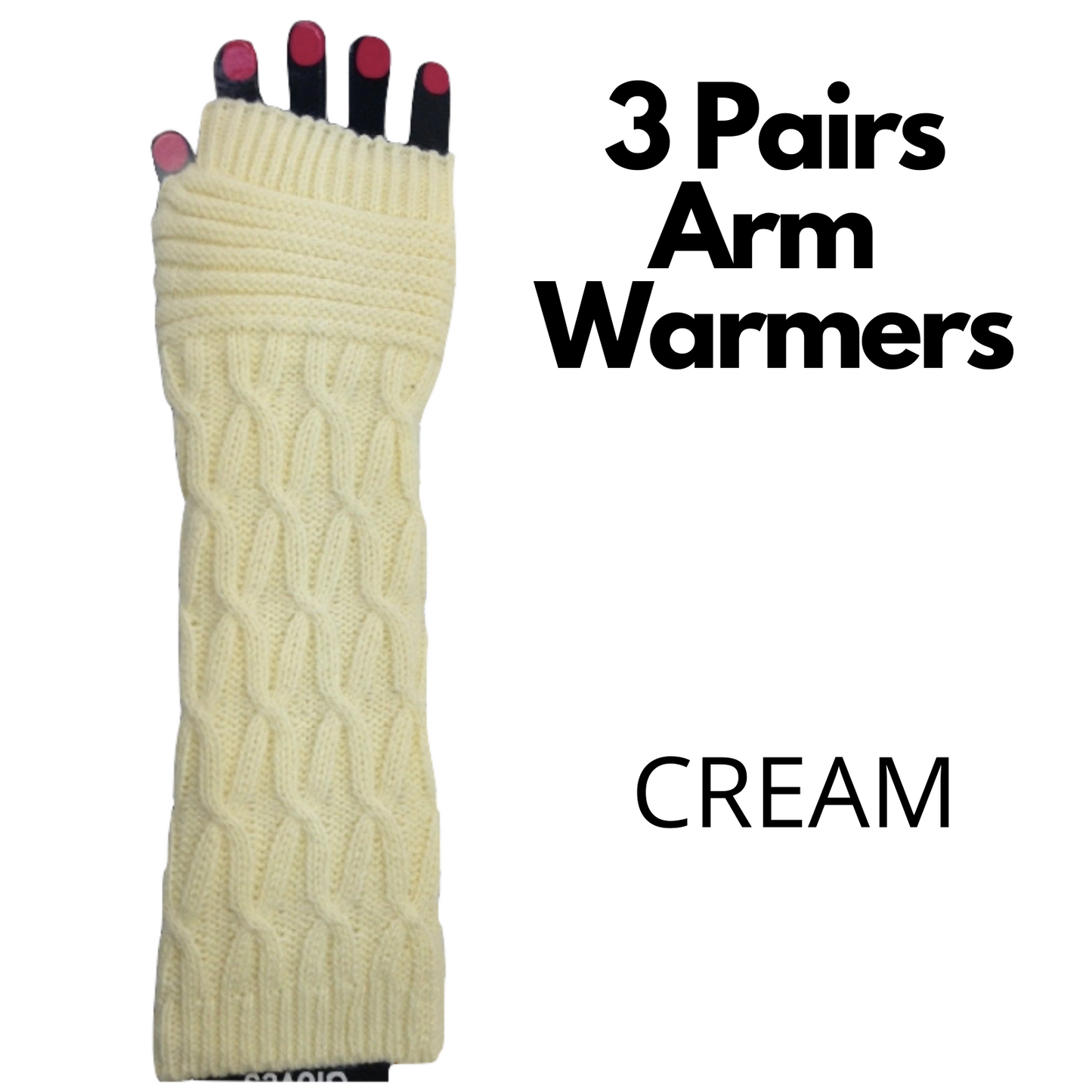 3x Set Arm Warmers Knitted Long Fingerless Gloves Winter Mitten Womens Cover New-6