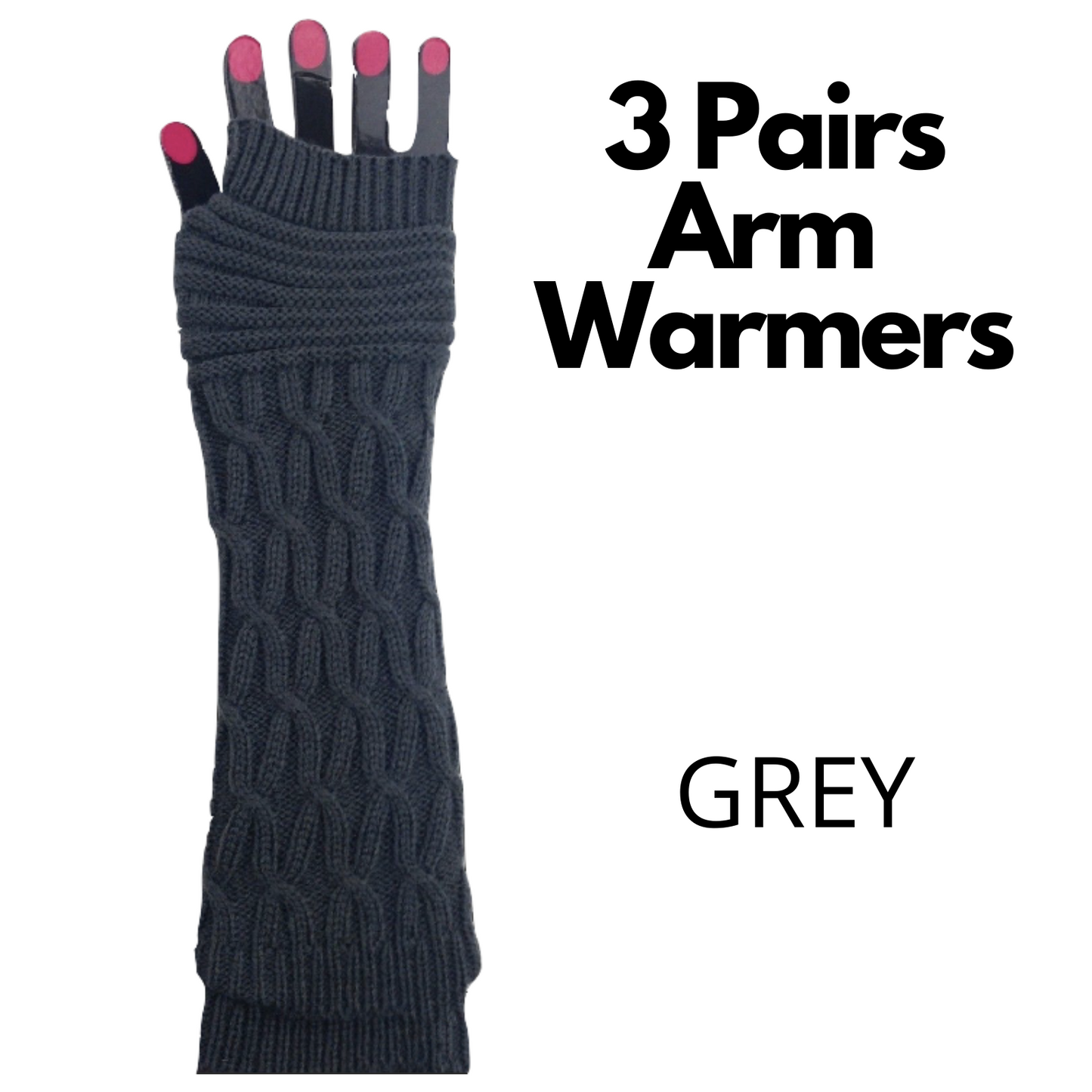 3x Set Arm Warmers Knitted Long Fingerless Gloves Winter Mitten Womens Cover New-7