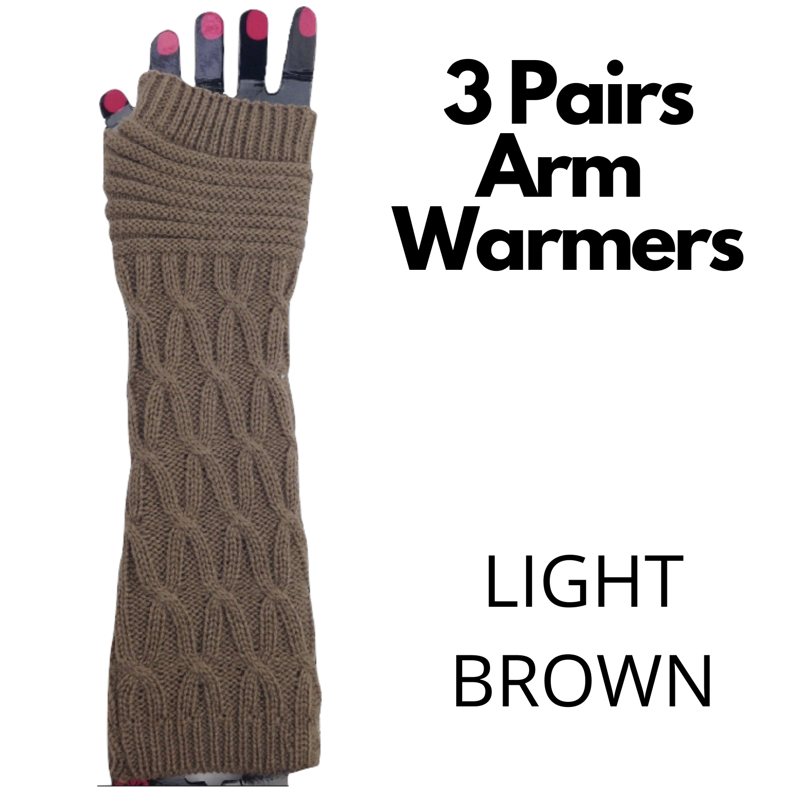 3x Set Arm Warmers Knitted Long Fingerless Gloves Winter Mitten Womens Cover New-8