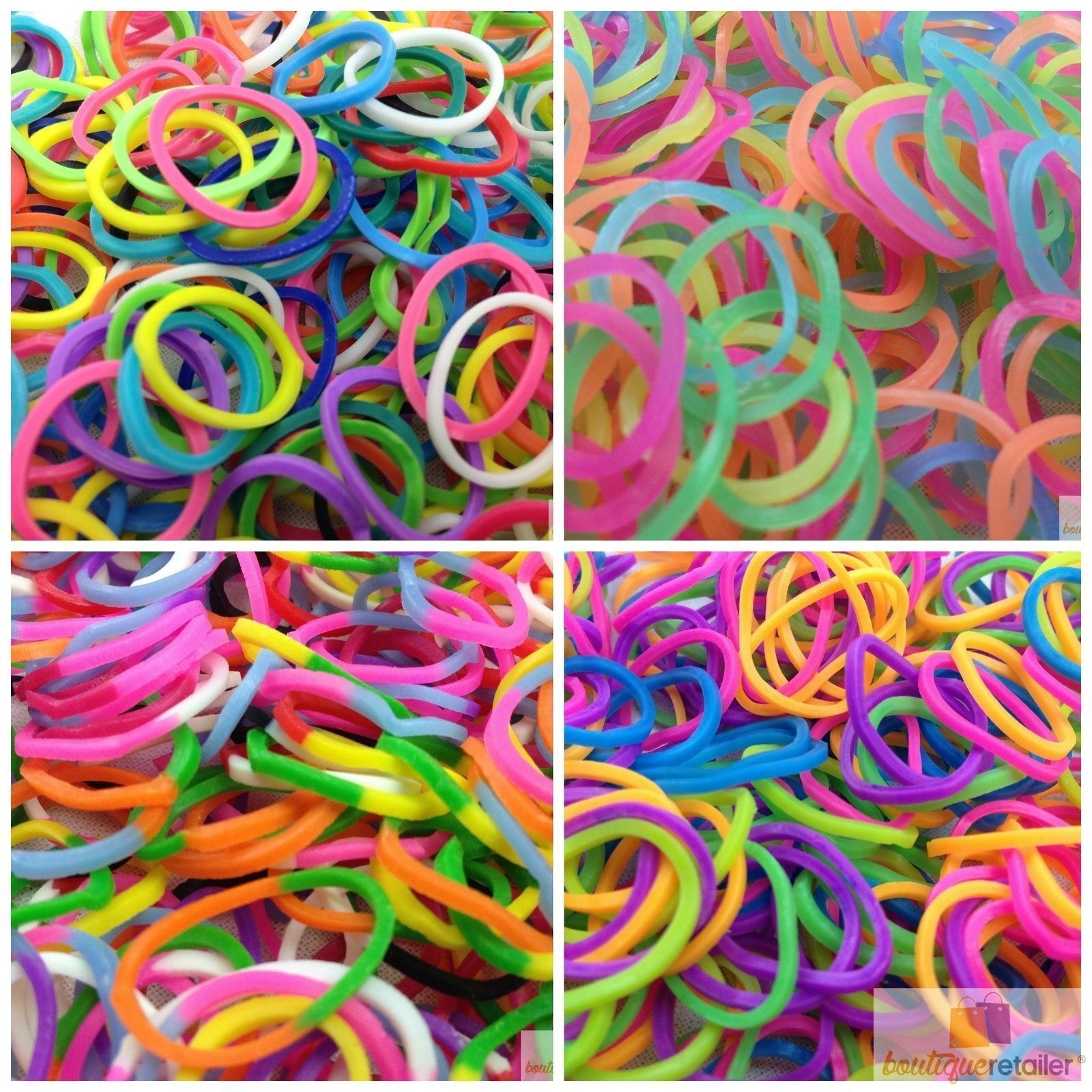 4800 LOOM BANDS Rubber Refill Kit DIY Magical Bracelet 192 S Clips 16 Hooks BULK-0