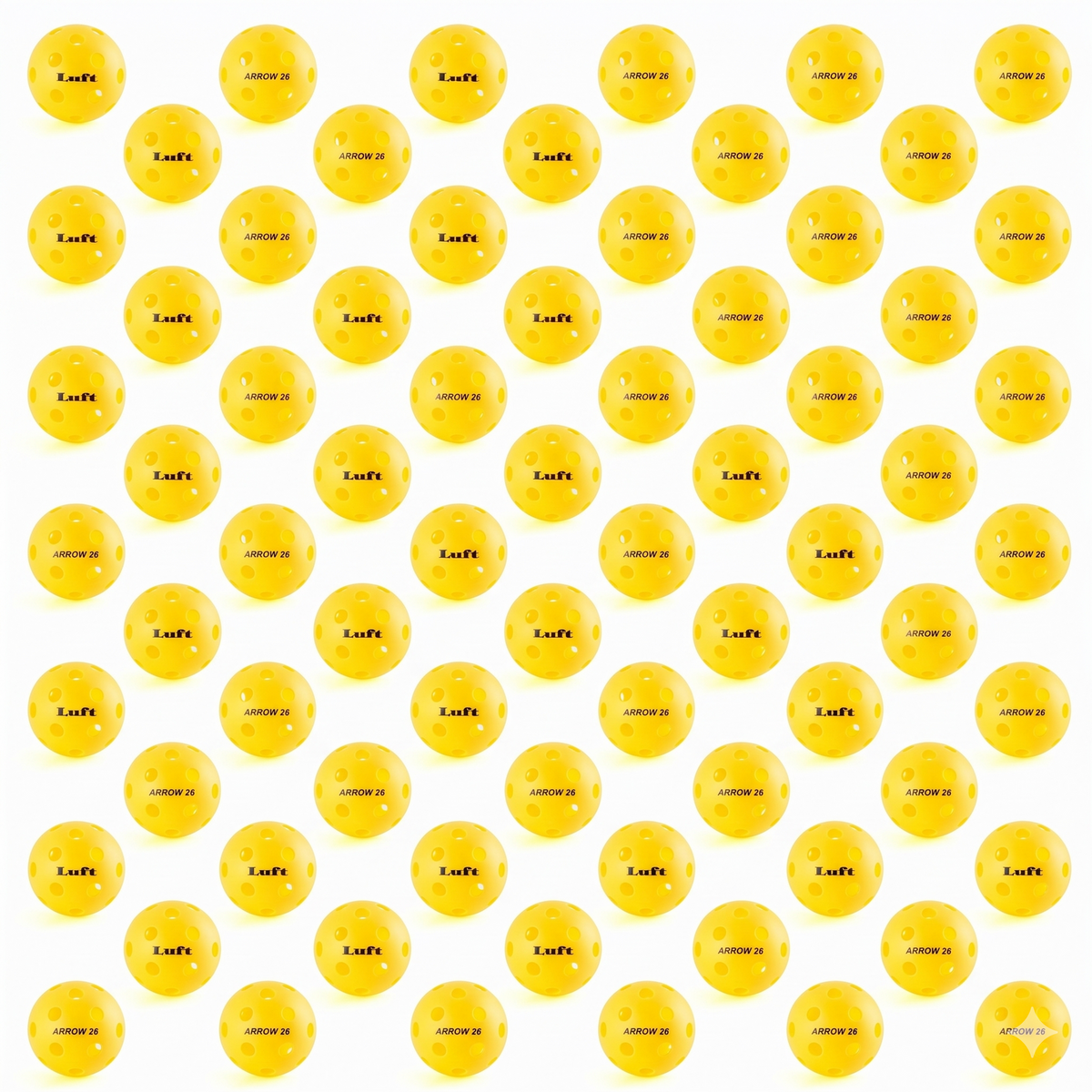 50x LUFT "Arrow 26" Indoor Pickleball Balls Bulk - Yellow