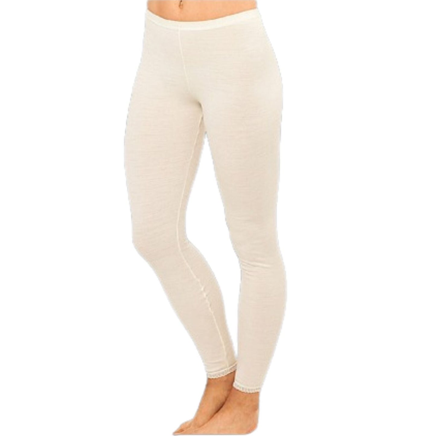 Ladies Merino Wool Blend Long John Janes Thermal Pants Underwear - Natural-0