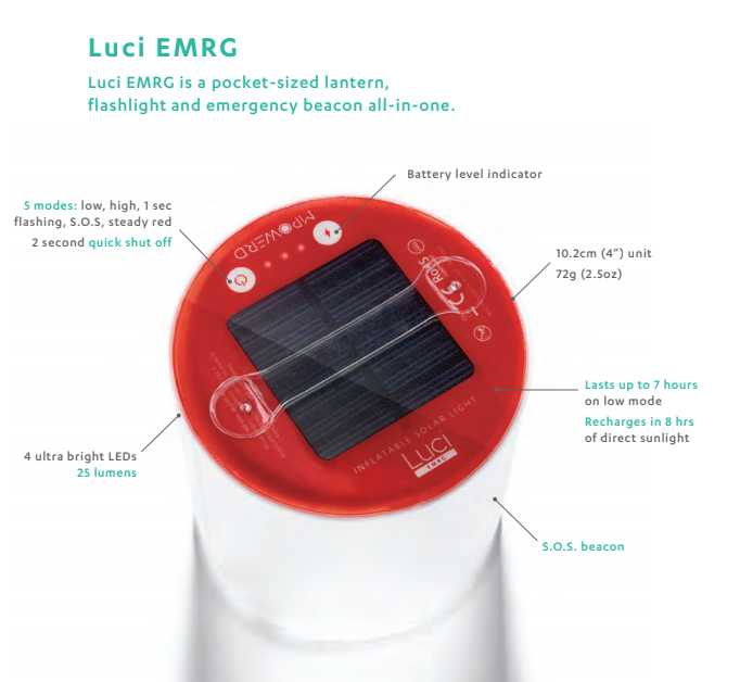 INFLATABLE SOLAR LIGHT by MPOWERD Luci Camping Lantern Waterproof - EMRG-1