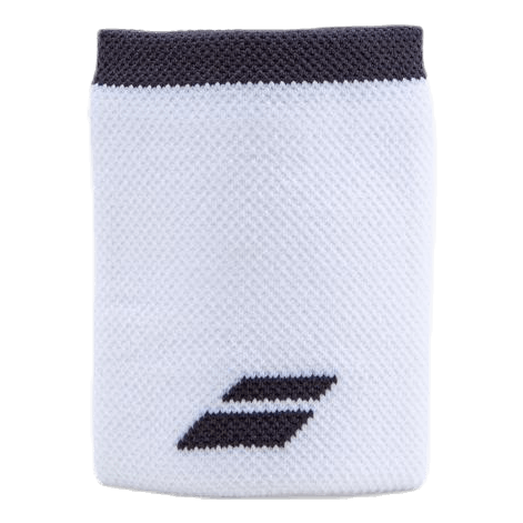 2-Pack Babolat Logo Jumbo Wristband Jumbo in White/Dark Grey (Rabbit)