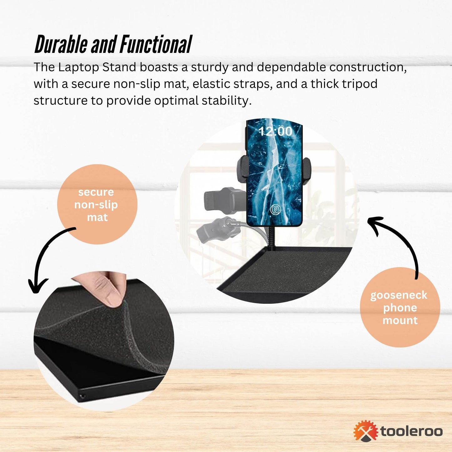 Laptop Stand Tripod - Adjustable Height Projector Holder With Phone Mount-4