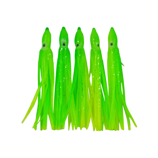 Swimerz Octopus Skirts 100mm Lemon Lime, 5 pack-0