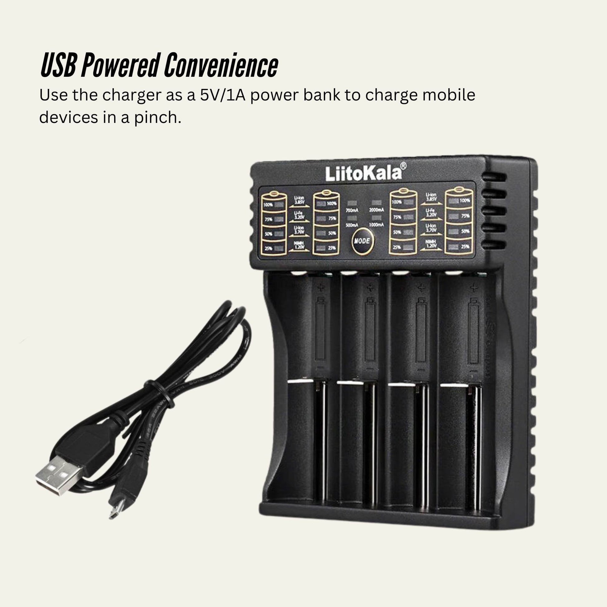 LiitoKala Lii-402 Smart Battery Charger - 4-Slot USB for 18650 AA AAA Li-ion NiMH-4