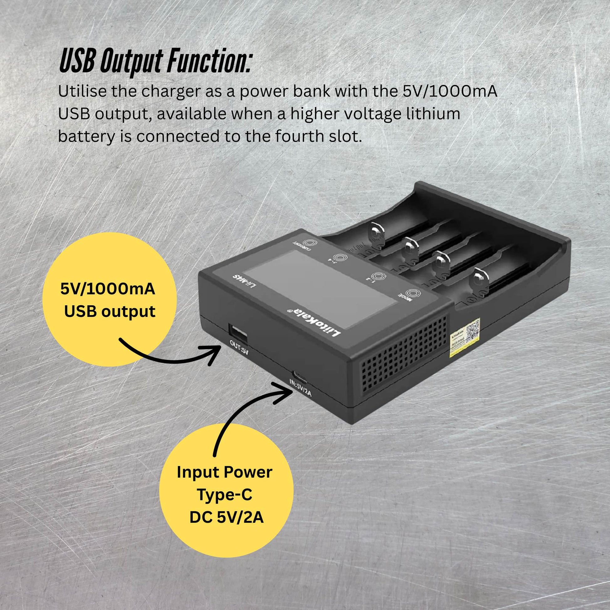 LiitoKala Lii-M4S Battery Charger LCD 4-Slot USB Li-ion NiMH Test Discharge Mode-2