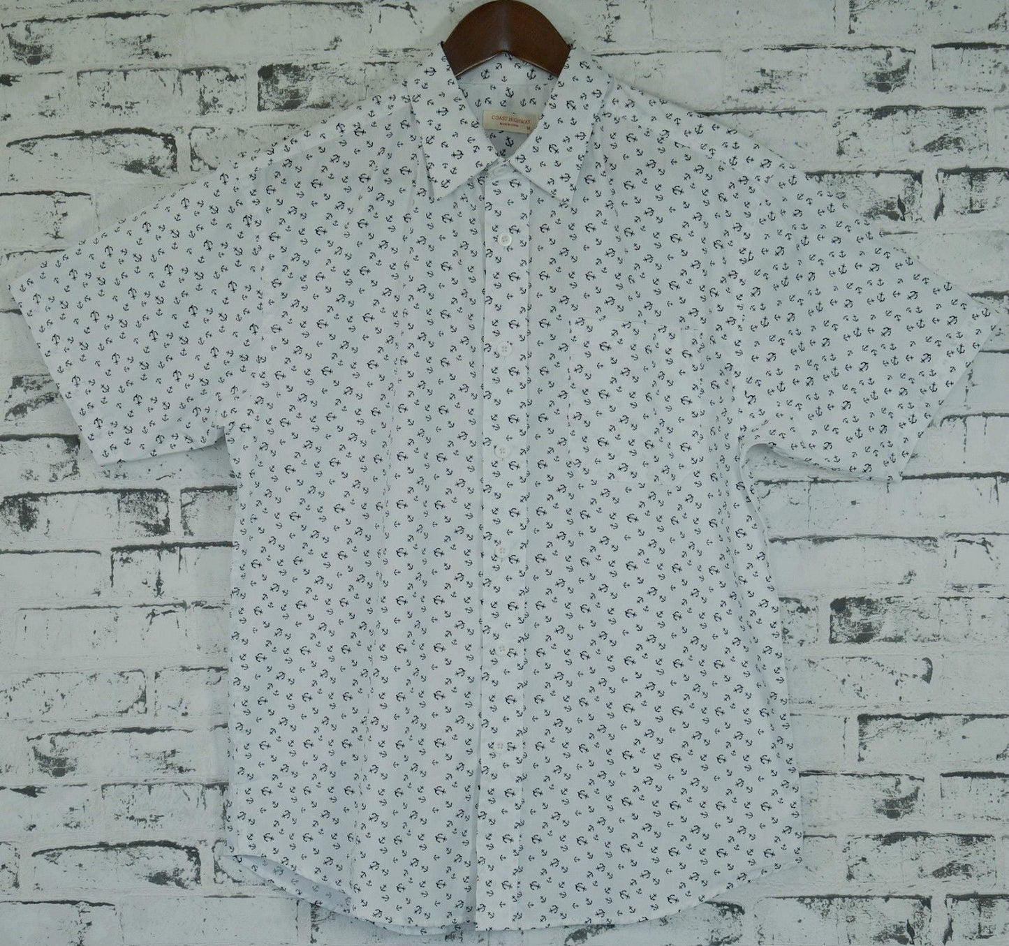 Mens MARINE ANCHOR SHIRT 100% COTTON Surf Party Short Sleeve Vintage S-6XL-19