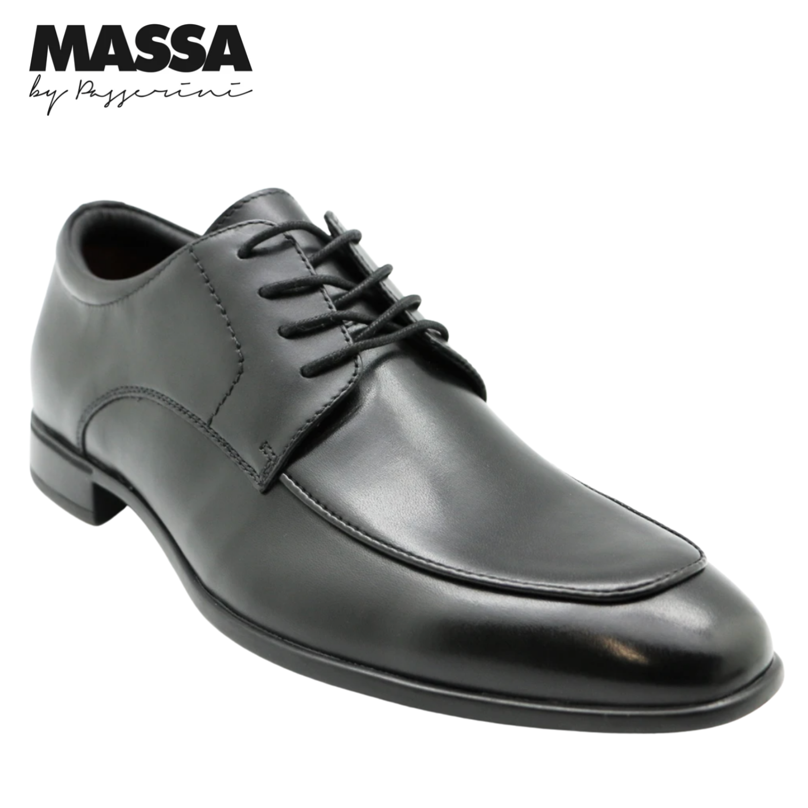 Massa Matteo Leather Lace Up Dress Shoes Business Work - Black-1