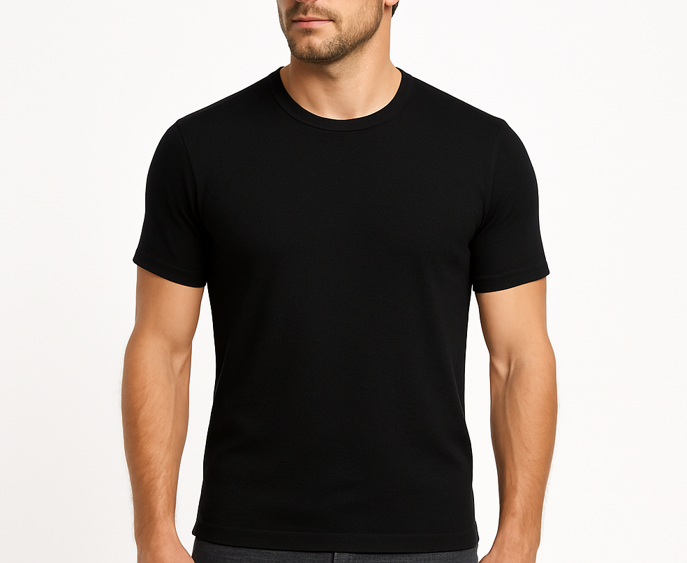 Mens 100% Pure Merino Wool Crew Neck Short Sleeve Top T Shirt Thermal Underwear - Black-0