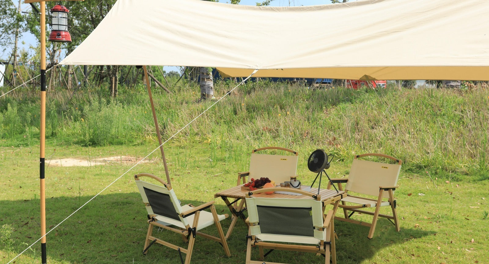 3 Chairs & 1 Table Set Bamboo Camping Folding Portable Outdoor Picnic Travel BBQ-4