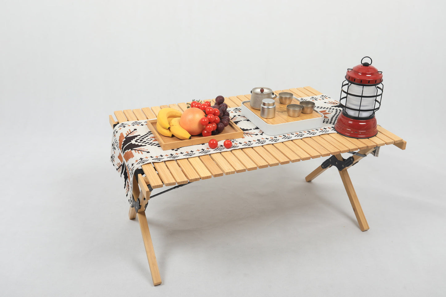 Folding Camping Table Bamboo Roll Up Portable Outdoor Picnic BBQ Desk Beach-2