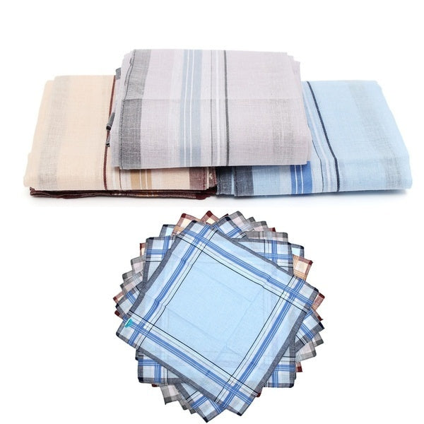 Mens HANDKERCHIEFS 100% Cotton Pocket Square Hanky Handkerchief 35x35cm - 4 Hankies-1