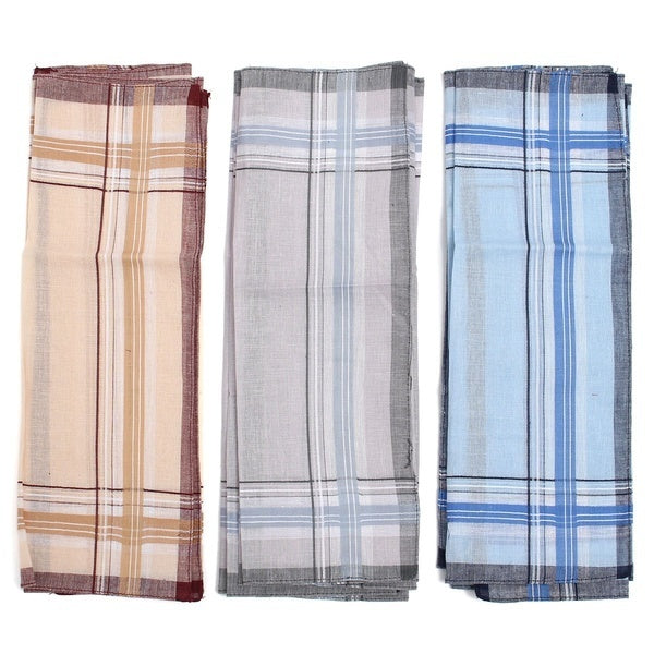 Mens HANDKERCHIEFS 100% Cotton/Terylene Pocket Square Hanky Handkerchief 35x35cm - 4 Hankies