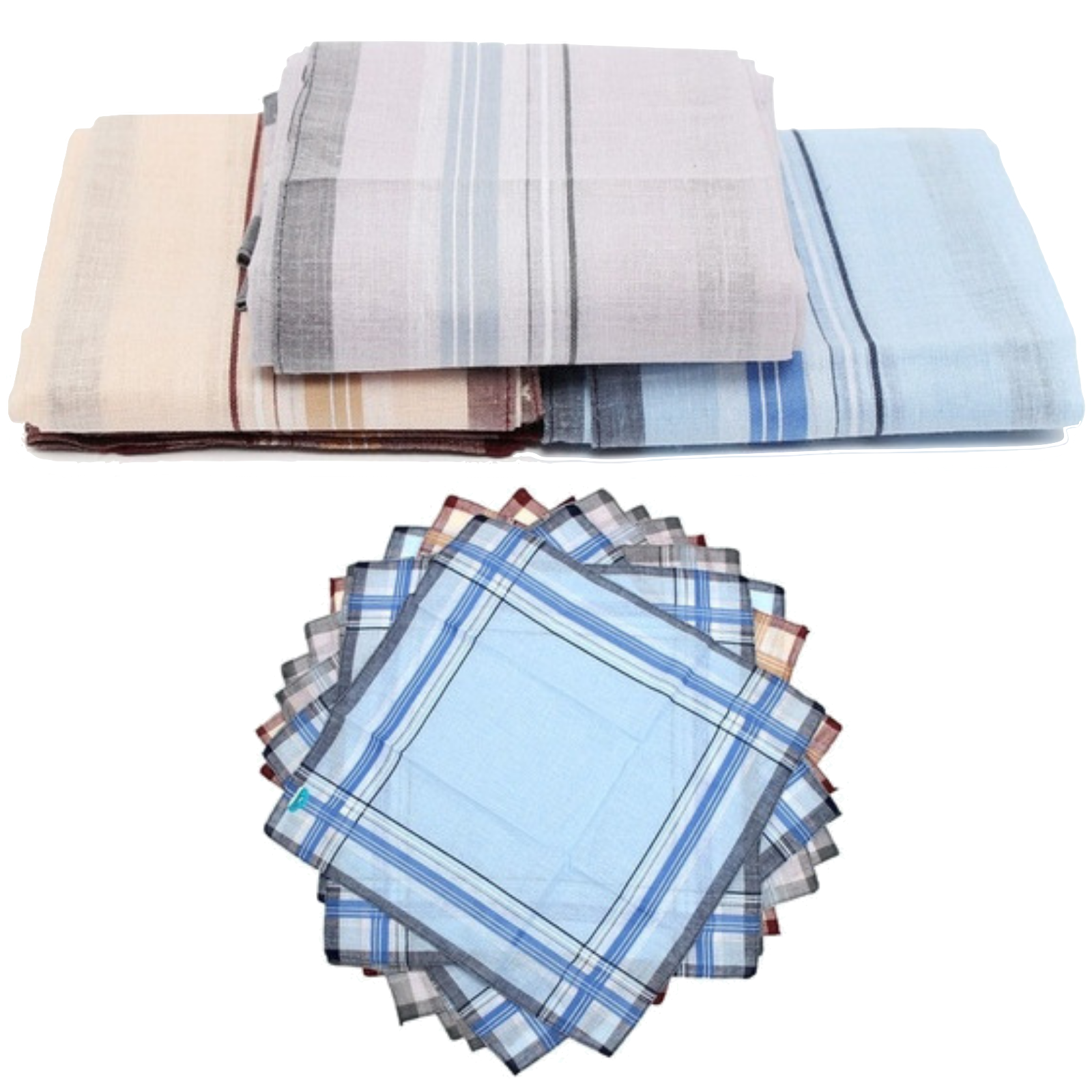 Mens HANDKERCHIEFS 100% Cotton Pocket Square Hanky Handkerchief 35x35cm - 12 Hankies-0