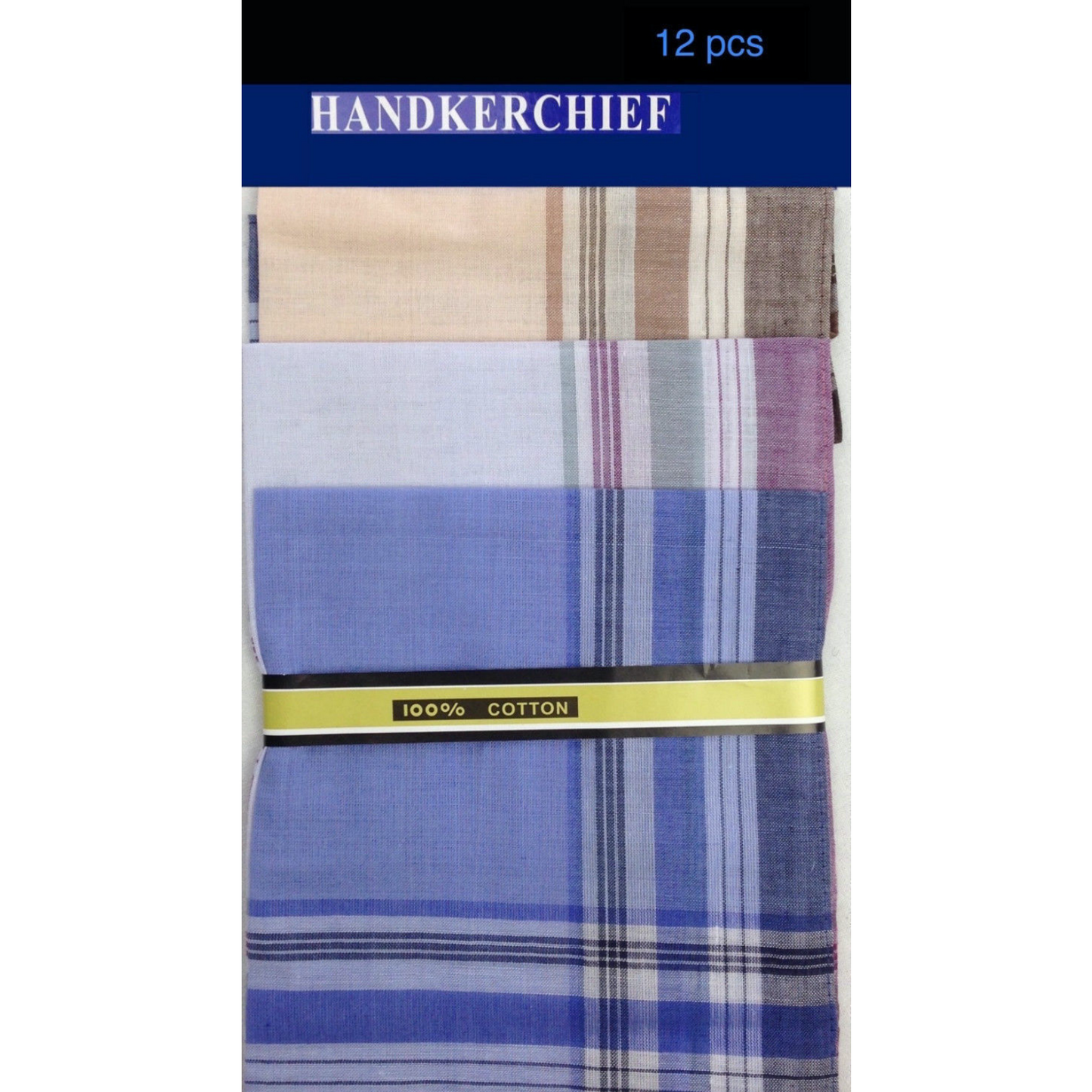 Mens HANDKERCHIEFS 100% Cotton Pocket Square Hanky Handkerchief 35x35cm - 12 Hankies-4