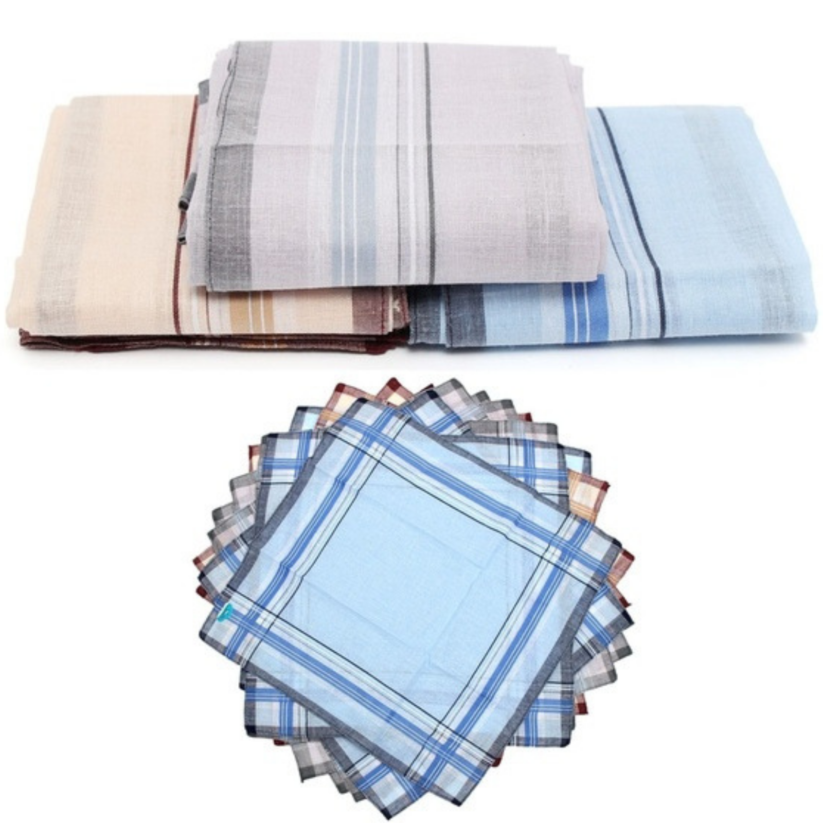 Mens HANDKERCHIEFS 100% Cotton Pocket Square Hanky Handkerchief 35x35cm - 36 Hankies-0