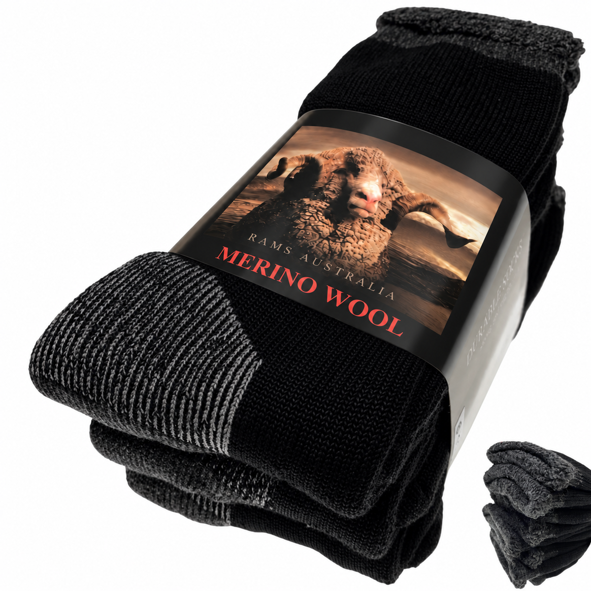 3 Pairs Heavy Duty Merino Wool Work Socks Extra Thick Cushion (Size 11-14)