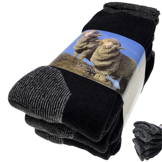 3 Pairs Heavy Duty Merino Wool Work Crew Socks Extra Thick Cushion (Size 6-11)-0