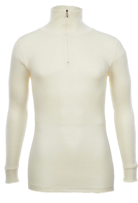 Merino Skins 100% Merino Wool Thermal Top Half Zip Long Sleeve Unisex - Natural
