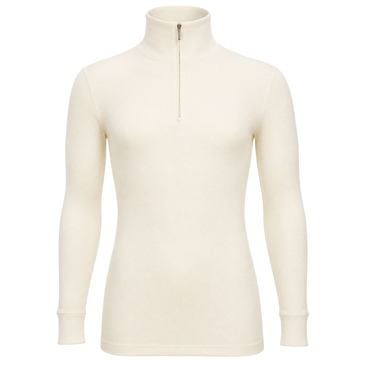 Merino Skins 100% Merino Wool Thermal Top Half Zip Long Sleeve Unisex - Natural