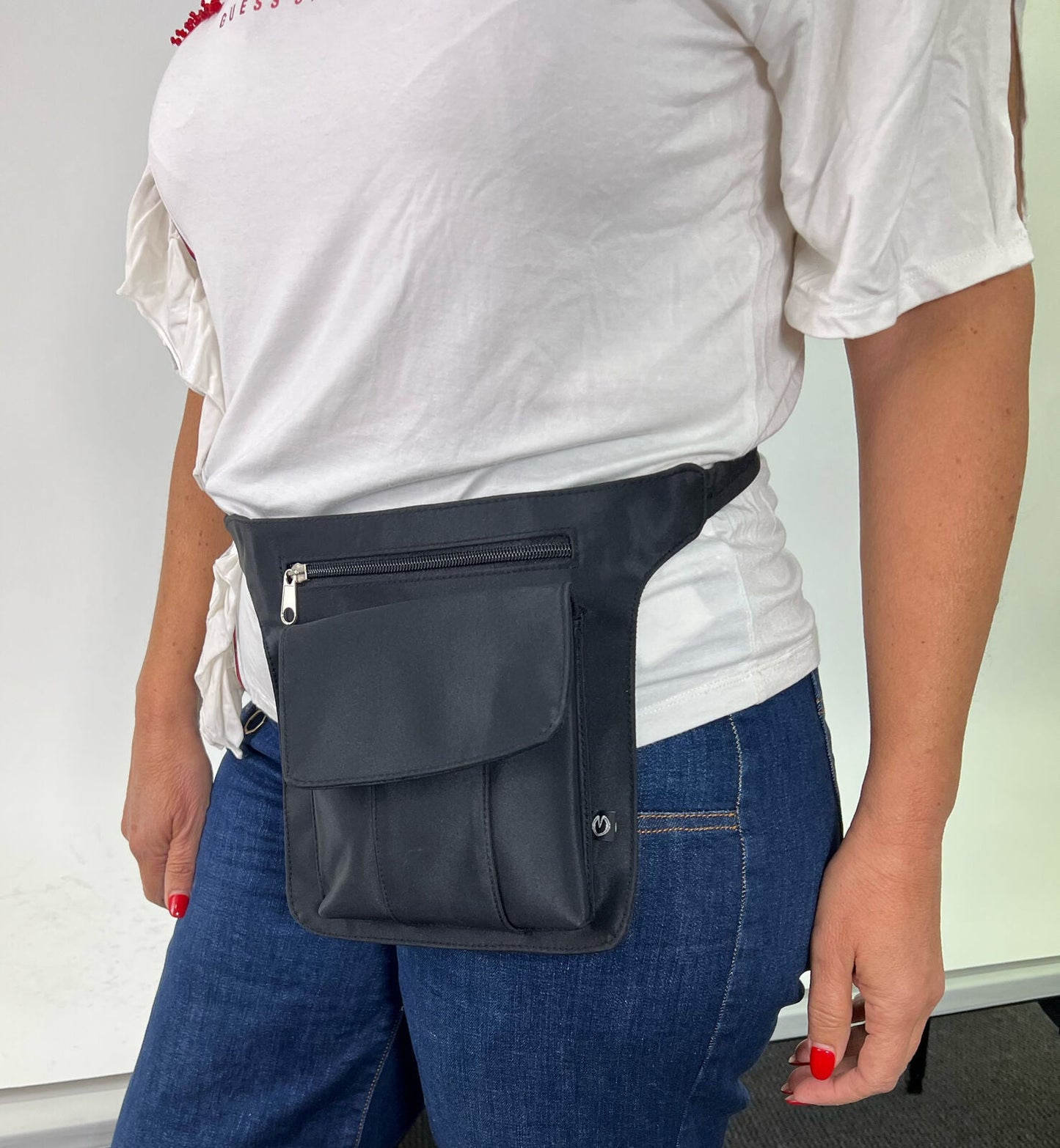 Milleni Waist Bag Utility Travel Belt Bum Bag Adjustable Strap w/ Zipper in Black-1