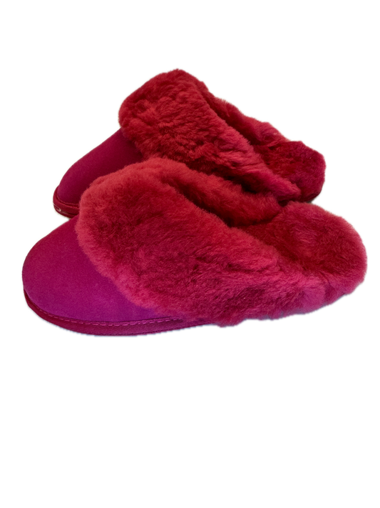 100% Sheepskin Moccasin Slippers Winter Genuine Scuffs Slip On UGG in Red-0