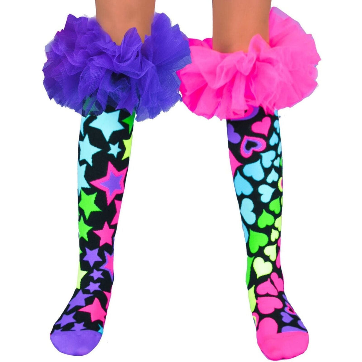 Madmia Magic Frills Socks Size 6–99 Colourful Stars Hearts Tulle Crazy Sock Day