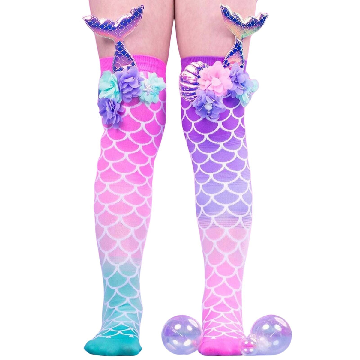 Madmia Mermaid Tails Socks Toddler 3–5Y 3D Tail Starfish Seashell Crazy Sock Day