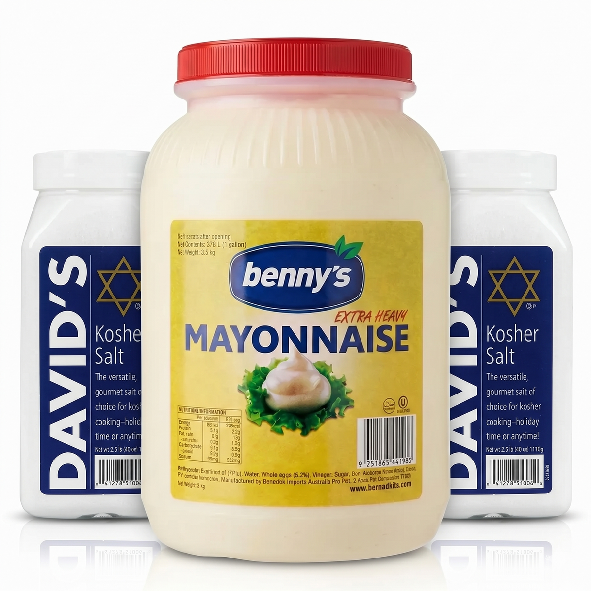 2.26kg Davids Kosher Salt + 3.78 Litres Benny's Extra Heavy Kosher Halal Mayonnaise