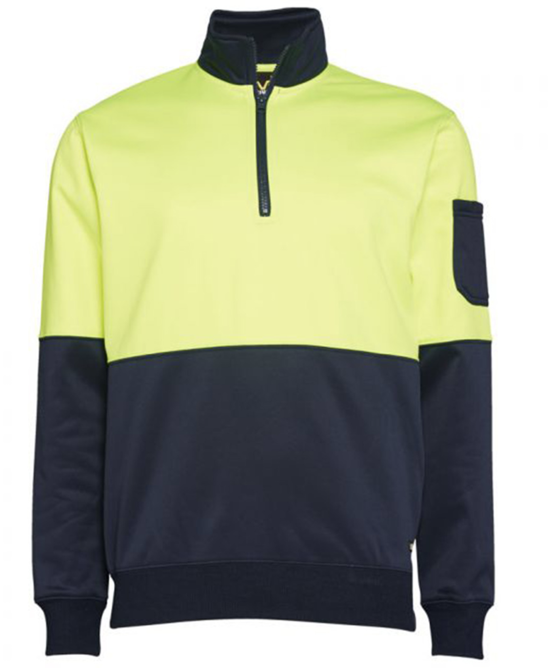 Munka Mens Hi Vis 1/4 Zip Fleece Sweat Sweater Jumper Warm Winter - Yellow/Navy-5