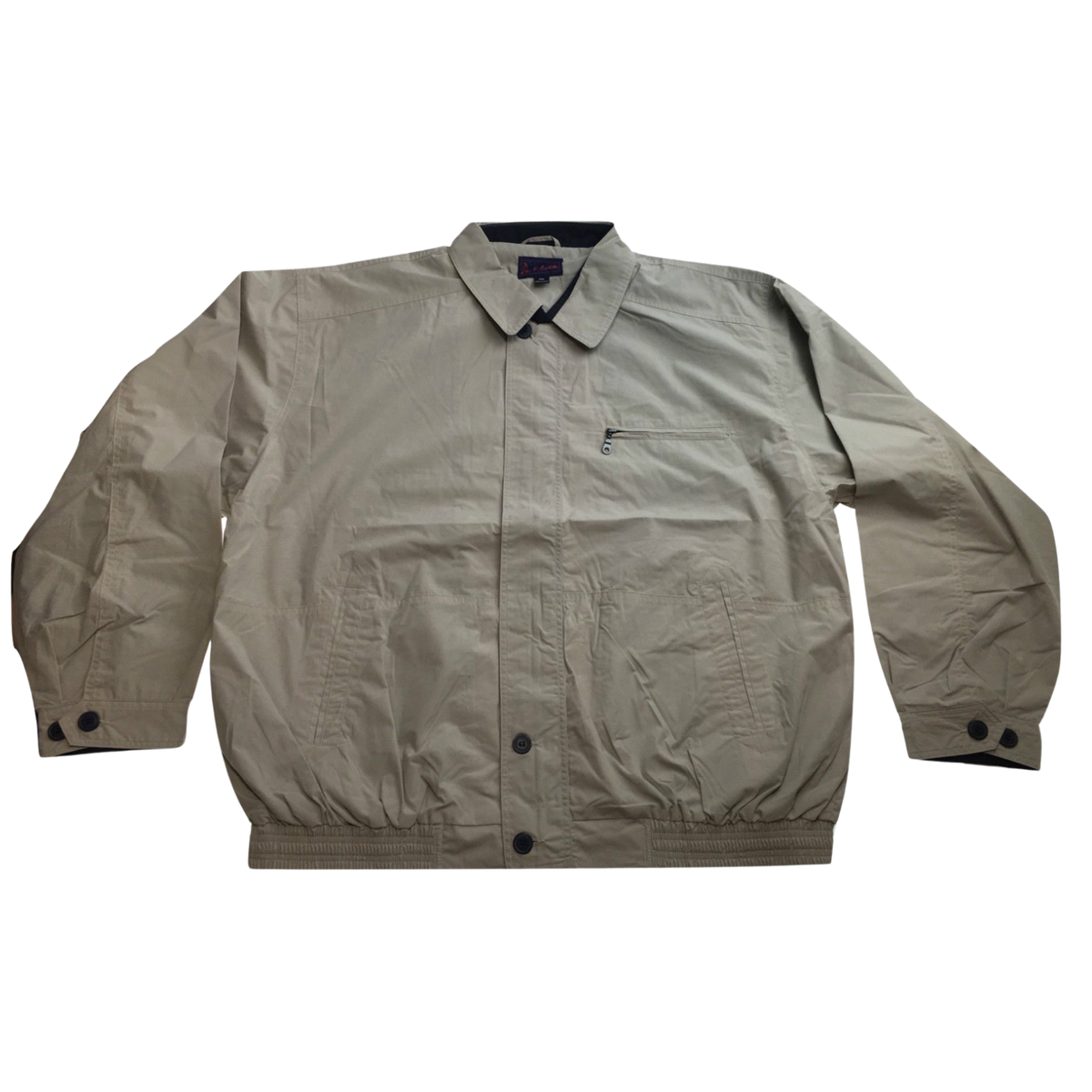 Mens Plus Size Jacket Big & Tall Blazer Zip Up Coat Bomber Military Style in Beige