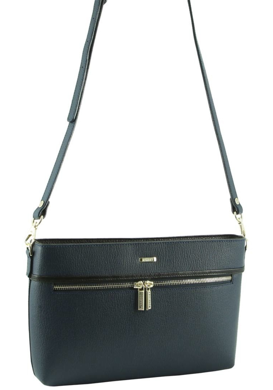 Morrissey Italian Structured Leather Cross Body Handbag (MO3028) Bag - Navy-0