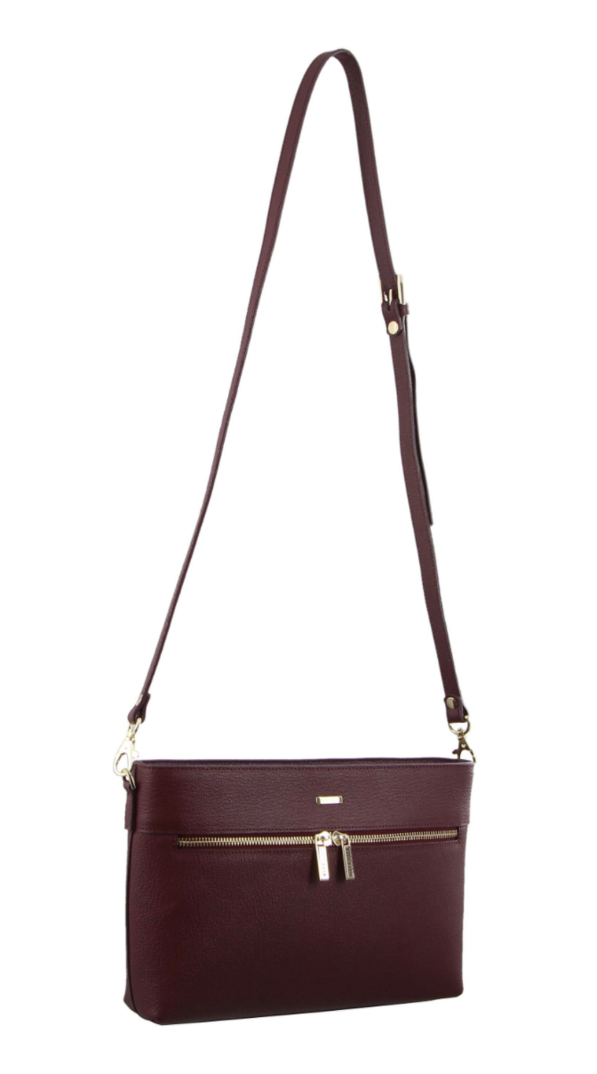 Morrissey Italian Structured Leather Cross Body Handbag (MO3028) Bag - Wine-2