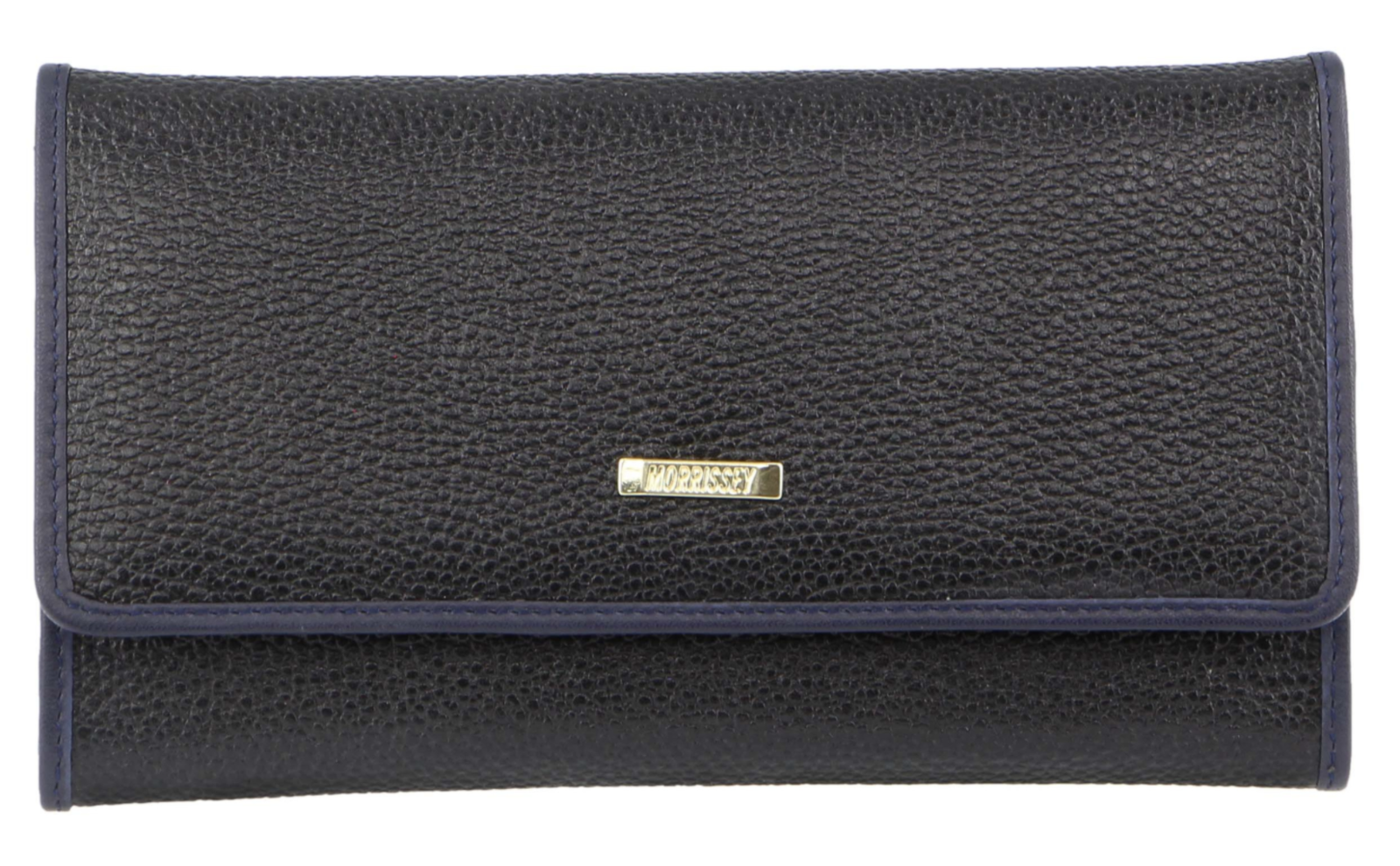Morrissey Italian Structured Leather Flap Over Ladies Wallet - Black-2