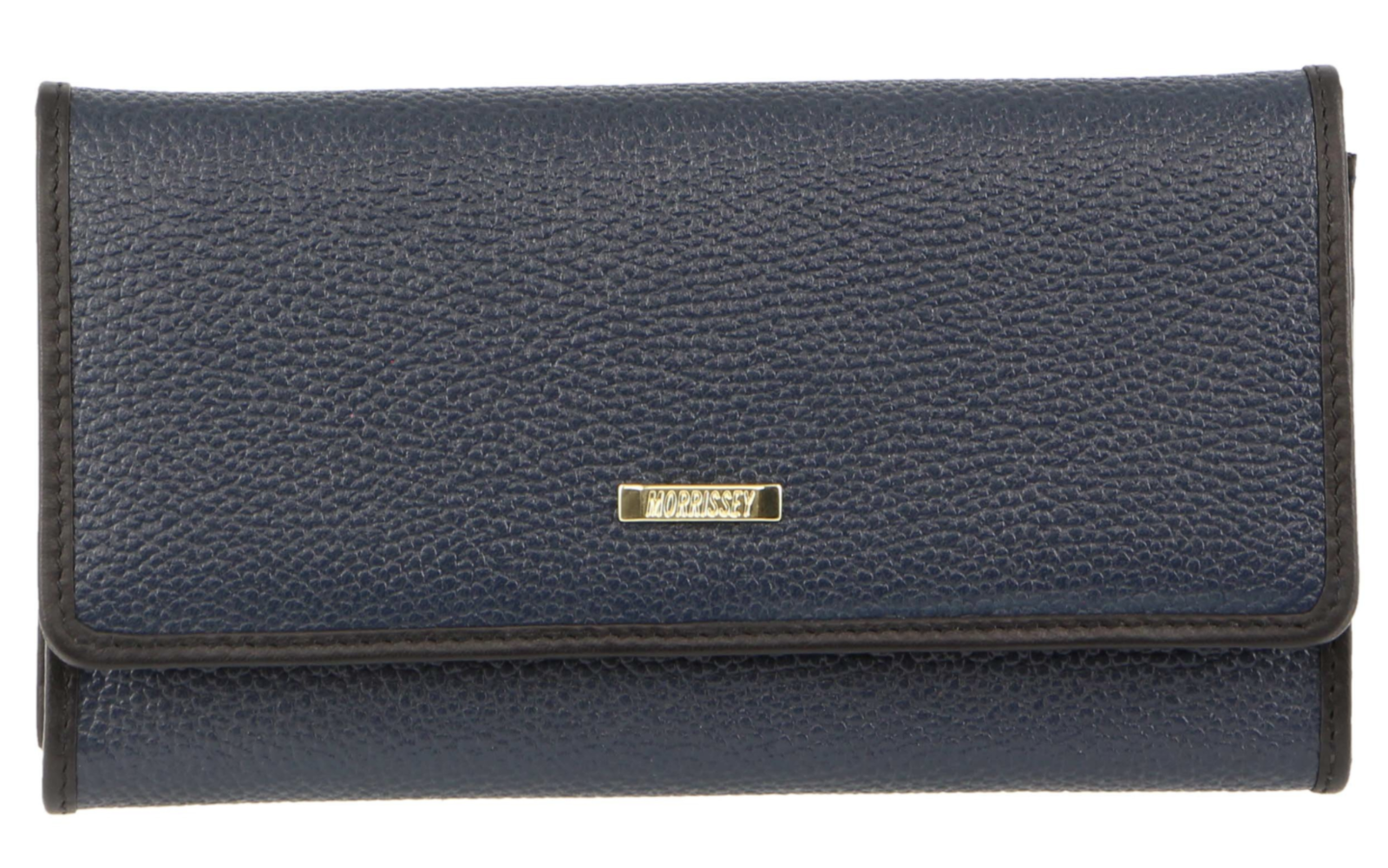 Morrissey Italian Structured Leather Flap Over Ladies Wallet - Navy-2