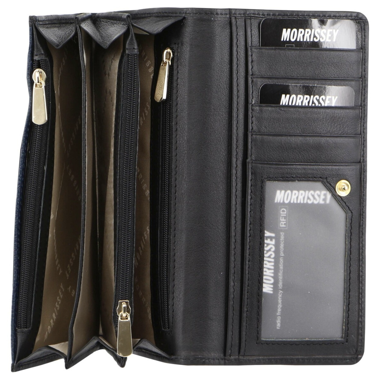 Morrissey Italian Structured Leather Flap Over Ladies Wallet - Navy-1