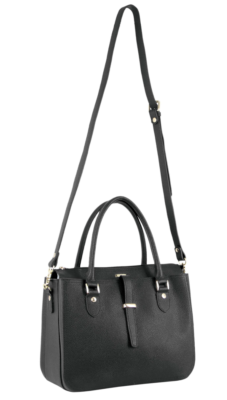 Morrissey Italian Womens Structured Leather Handbag Ladies Bag - Black-2