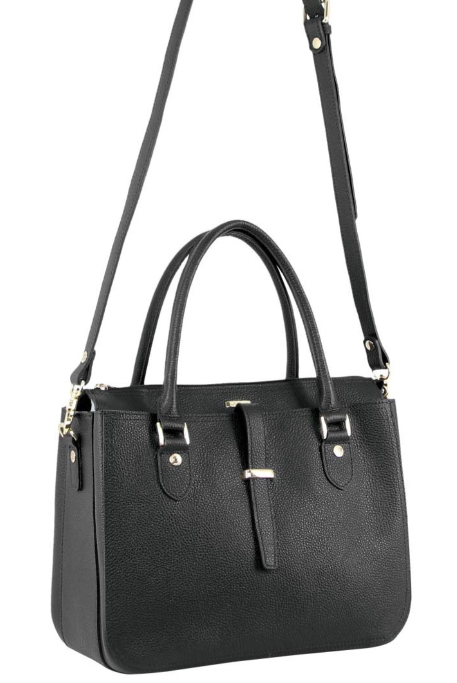 Morrissey Italian Womens Structured Leather Handbag Ladies Bag - Black-1