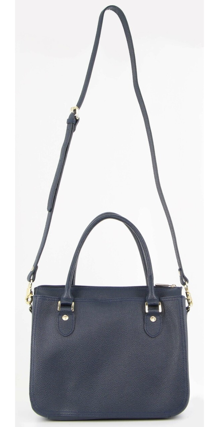Morrissey Italian Womens Structured Leather Handbag Ladies Bag - Navy-3