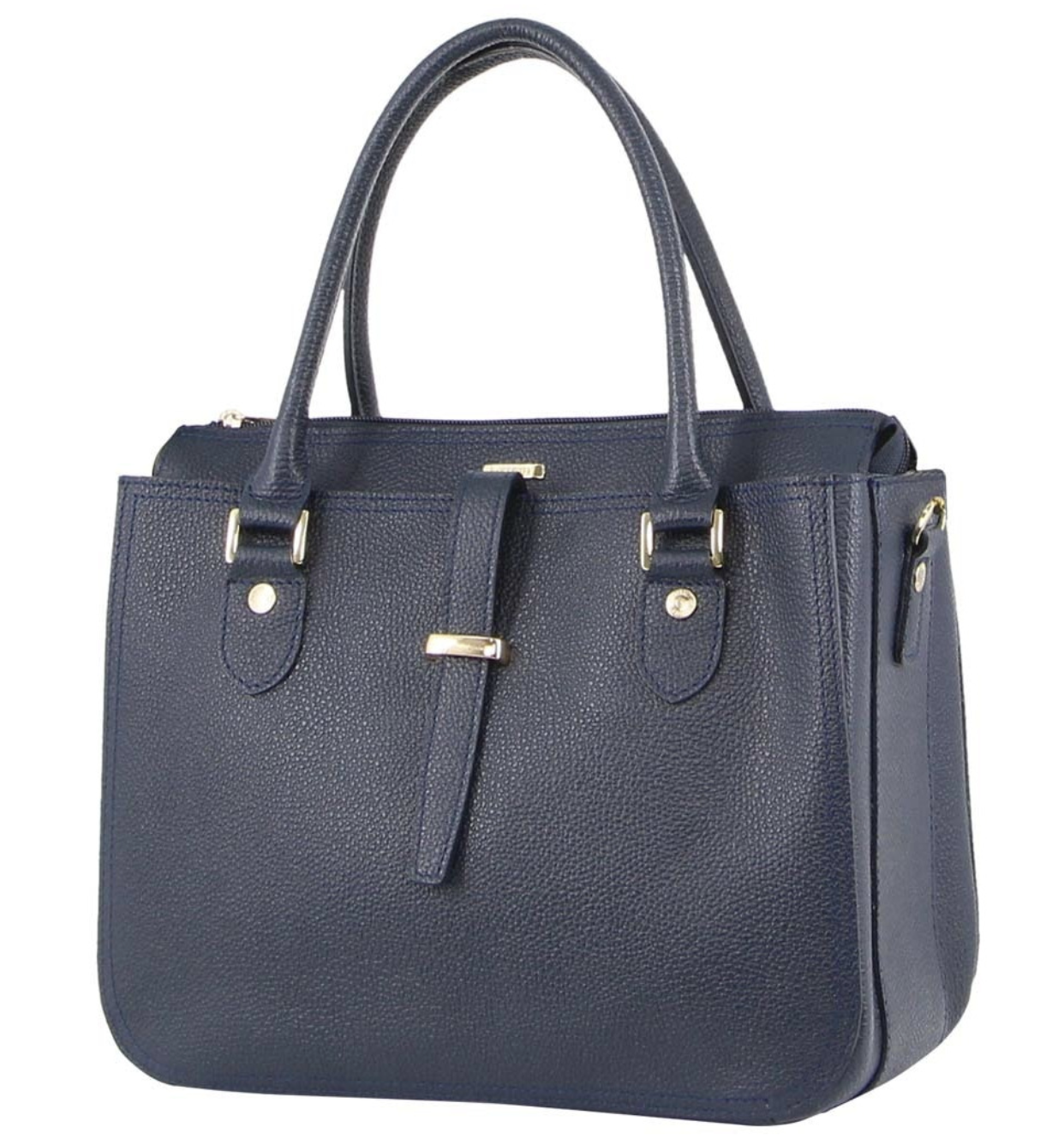Morrissey Italian Womens Structured Leather Handbag Ladies Bag - Navy-0