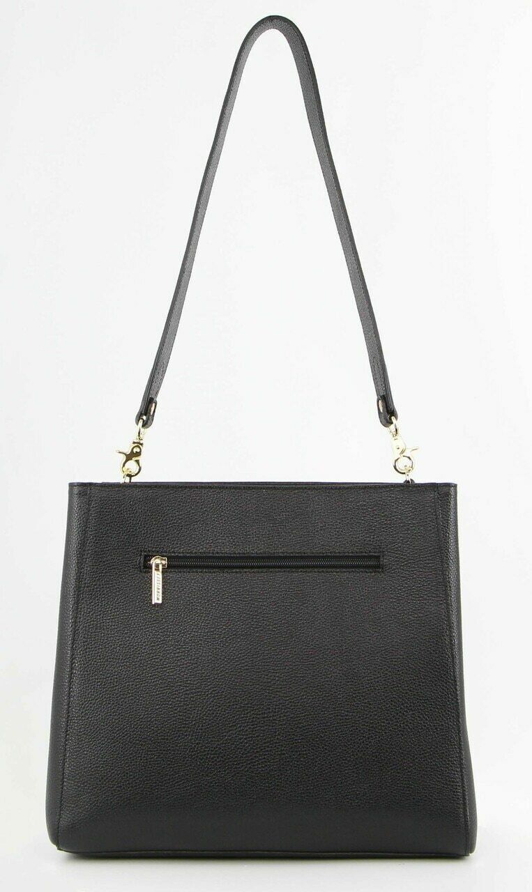 Morrissey Womens Italian Structured Leather Cross Body Bag Handbag Ladies - Black-3