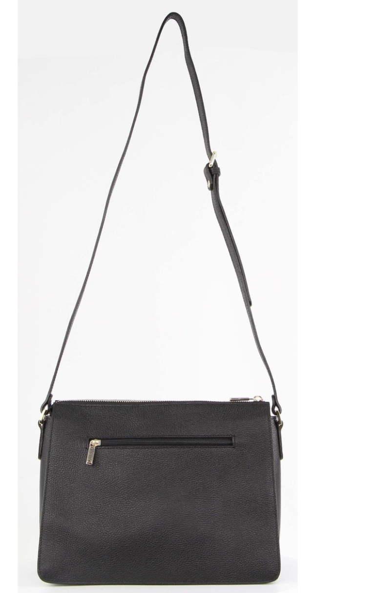 Morrissey Italian Structured Leather Cross Body Handbag Tote Bag (MO3162) - Black-3
