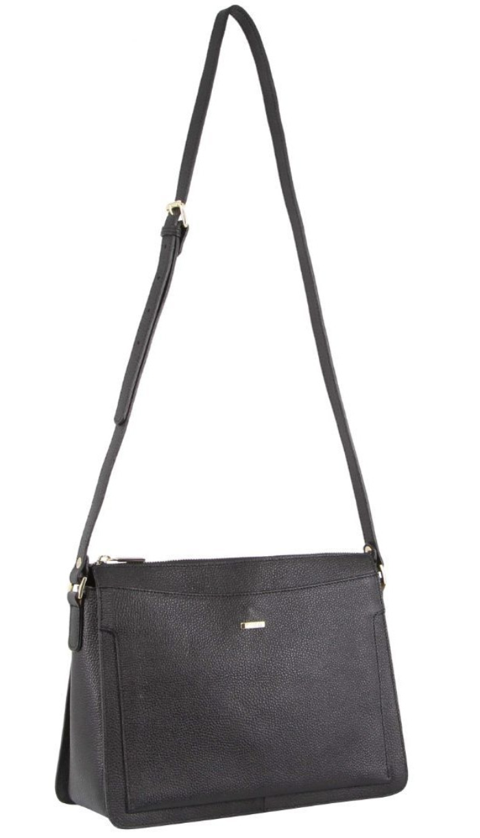 Morrissey Italian Structured Leather Cross Body Handbag Tote Bag (MO3162) - Black-2