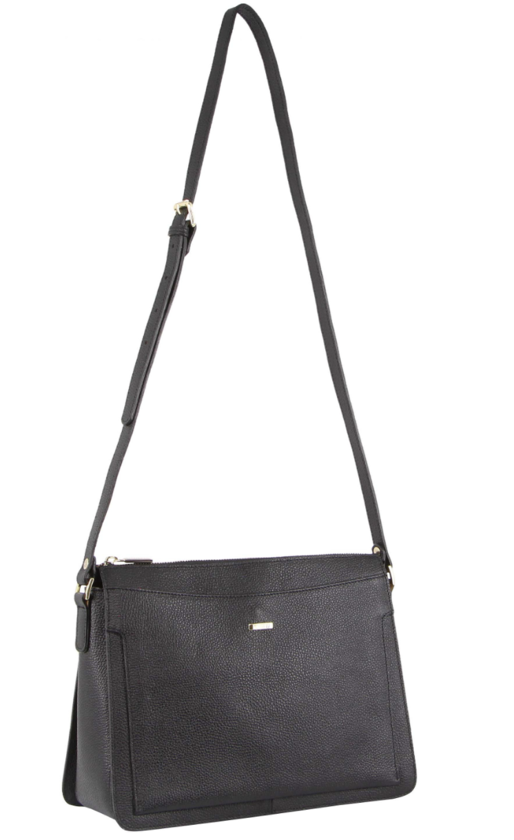 Morrissey Italian Structured Leather Cross Body Handbag Tote Bag (MO3162) - Black-4