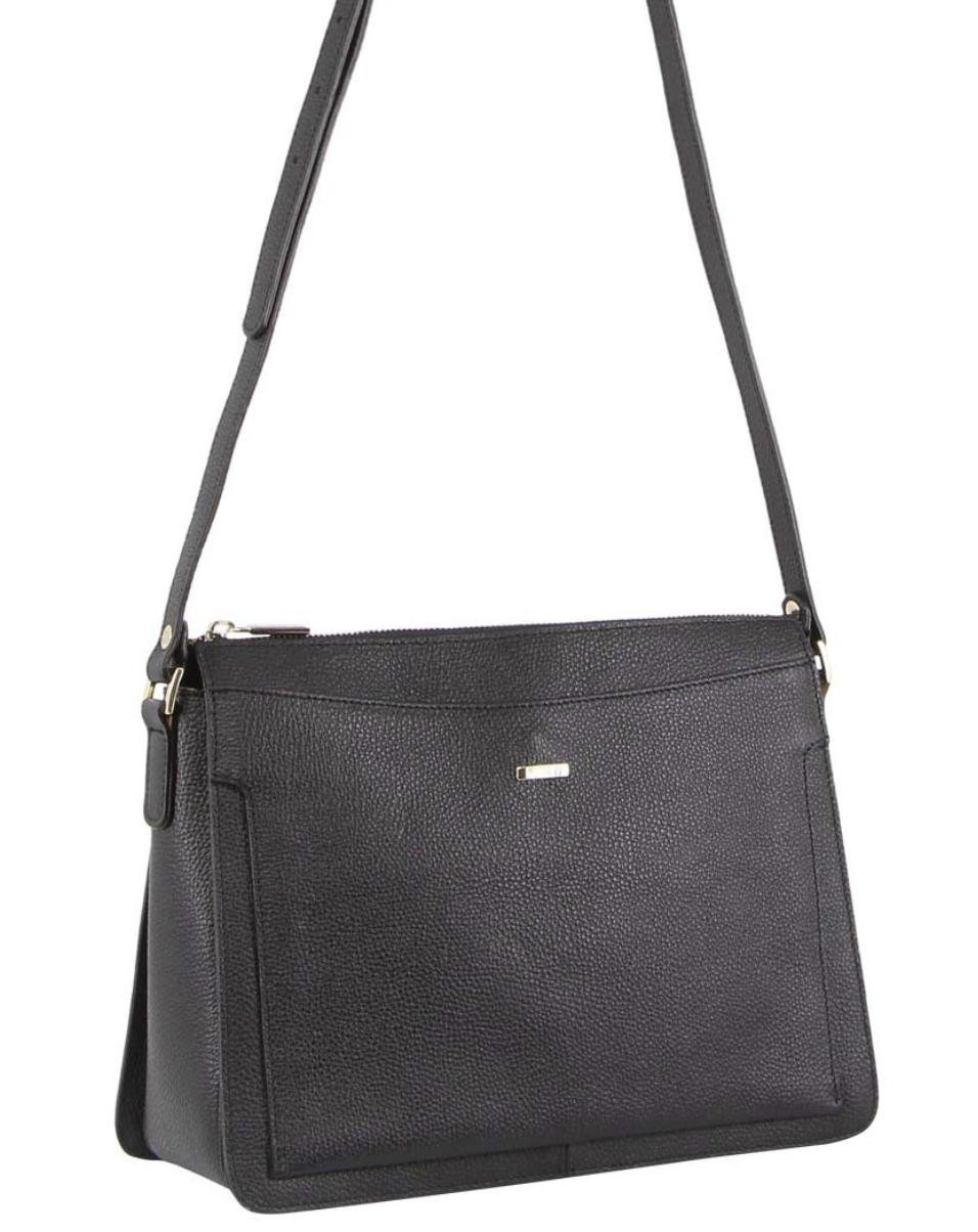 Morrissey Italian Structured Leather Cross Body Handbag Tote Bag (MO3162) - Black-0