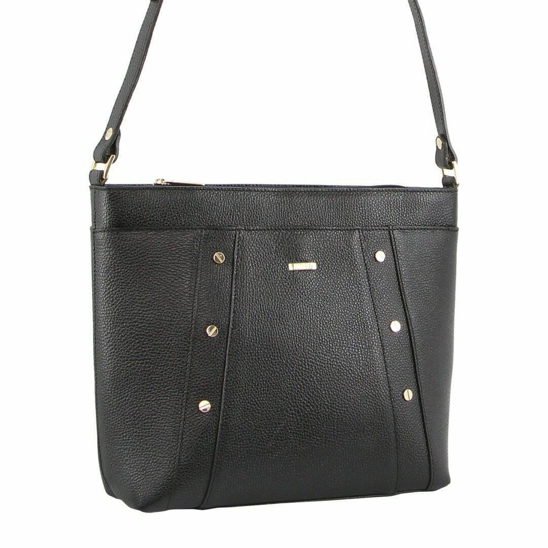 Morrissey Italian Genuine Leather Bag Cross Body Handbag Ladies iPad - Black-0