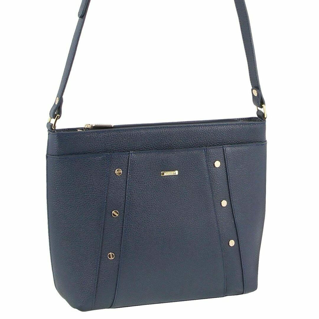 Morrissey Italian Womens Structured Leather Cross Body Handbag Bag Ladies - Navy-1