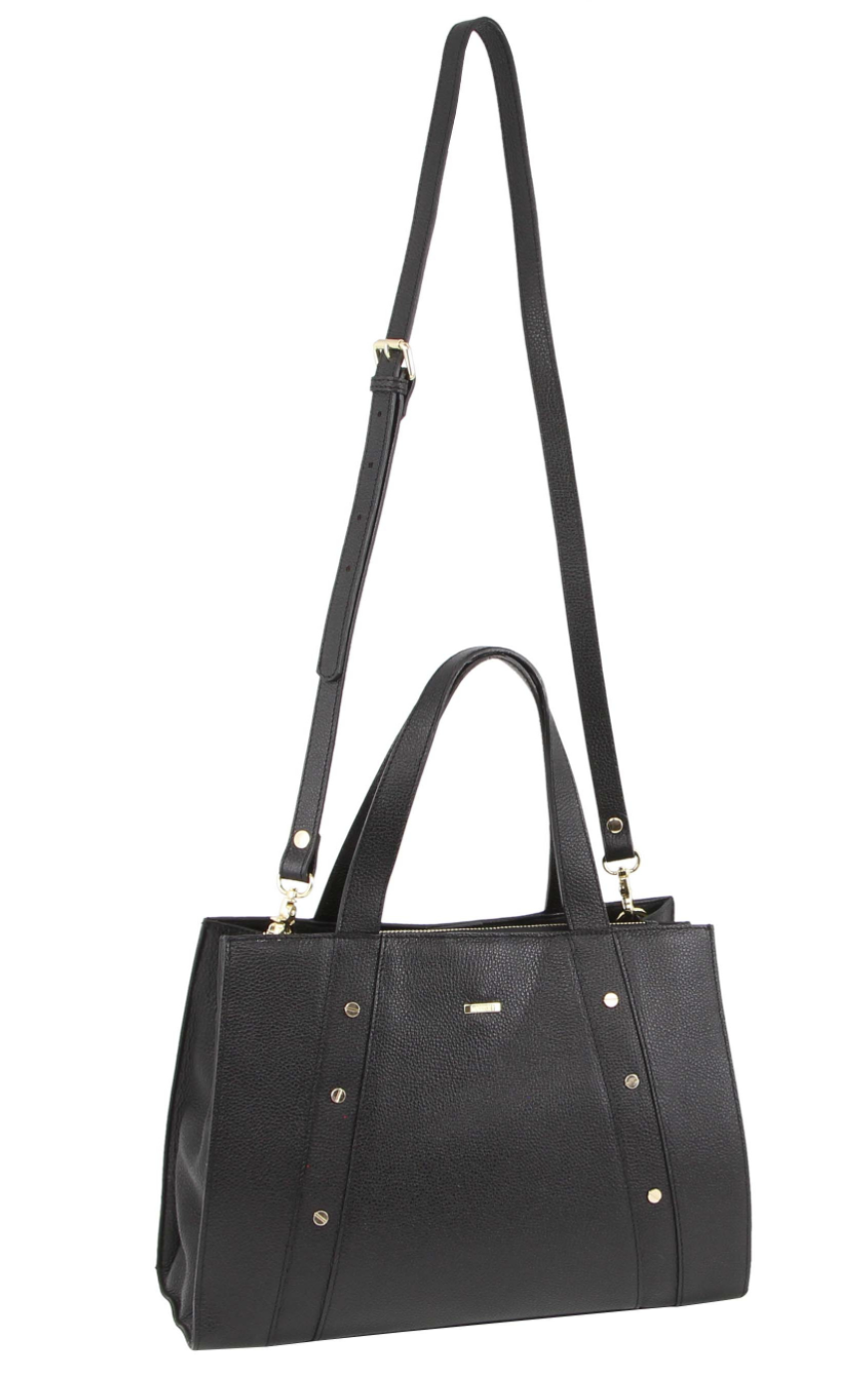 Morrissey Womens Italian Structured Leather Bag Tote Handbag Ladies - Black-1